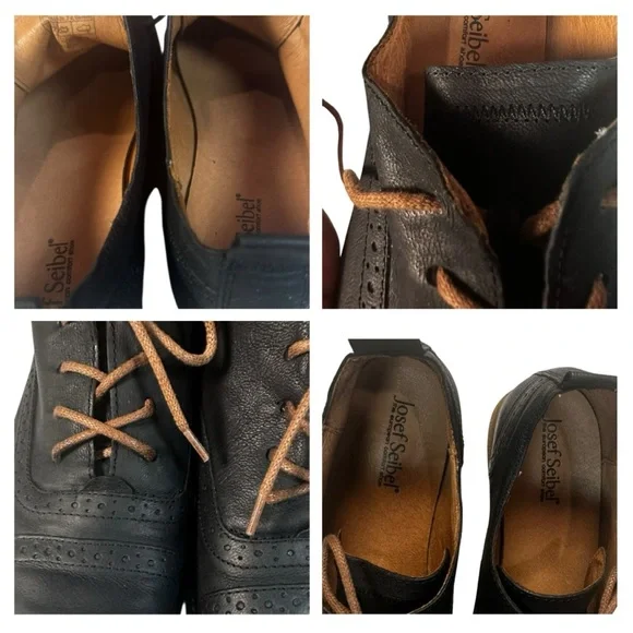 Josef Seibel Black Leather Oxford Shoes EU 40 Comfort Lace Up - Picture 8 of 9